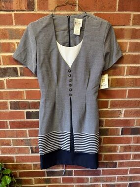 Vintage NWT TR Bentley Colorblock Secretary Career Midi Dress